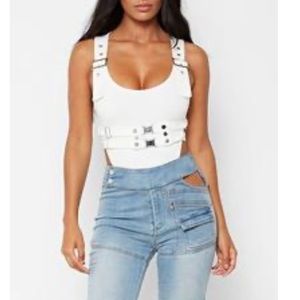 BNWT Manier de Vior high belted body suit